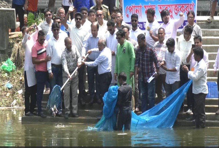 দোহারে বিভিন্ন জলাশয়ে পোনা মাছ অবমুক্ত করণ